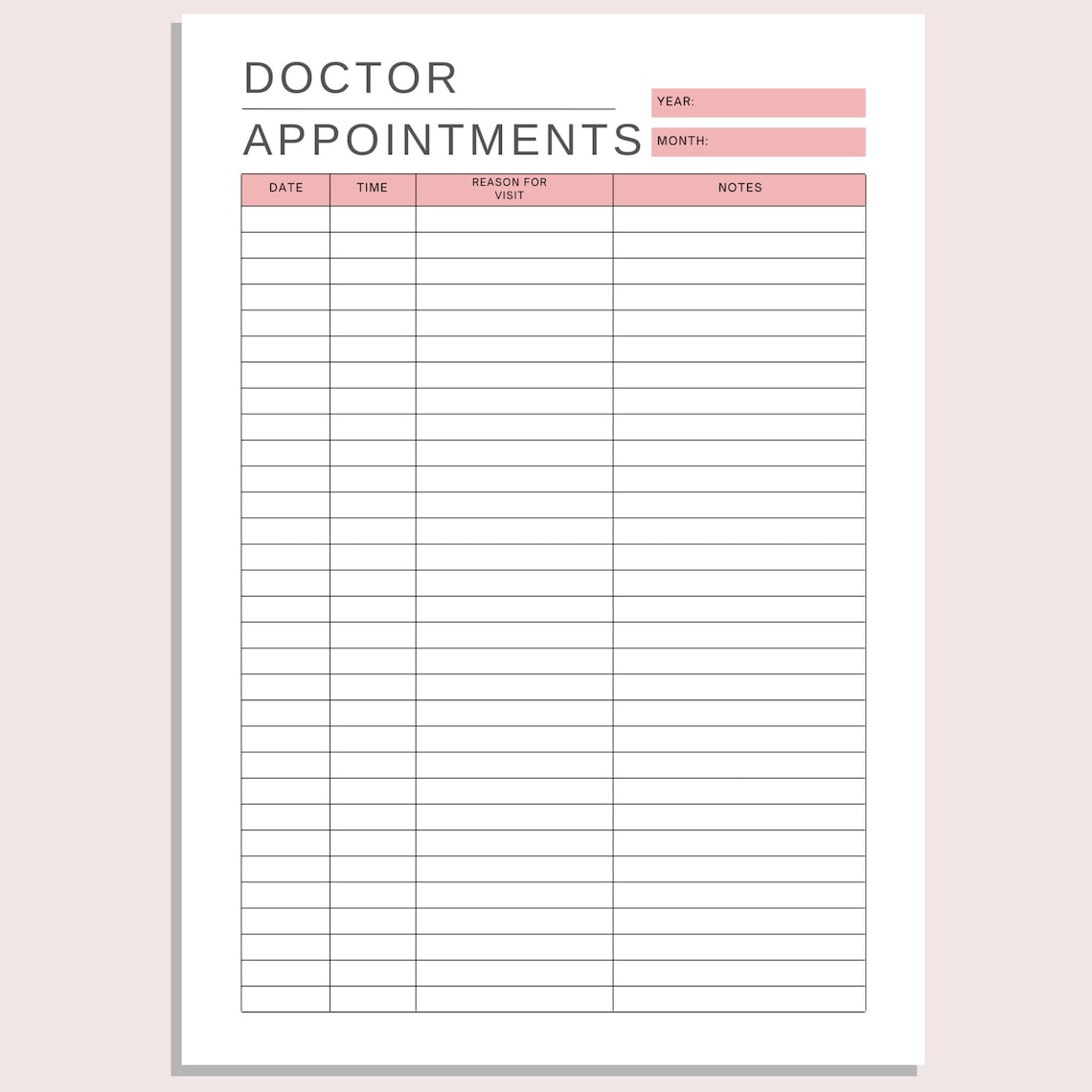 Doctor Appointments | Printable Doctor Visits Tracker | Health Check up ...