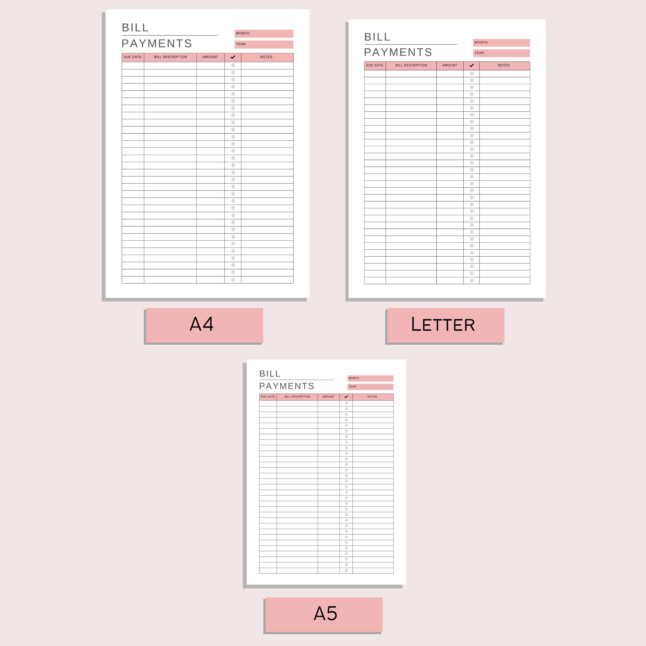 Bill Payment Log | Checklist | Finance Tracker | Bill Planner ...