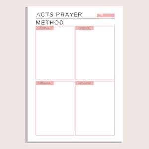 ACTS Prayer Method Printable | Bible Study Sheet | Faith Planner ...