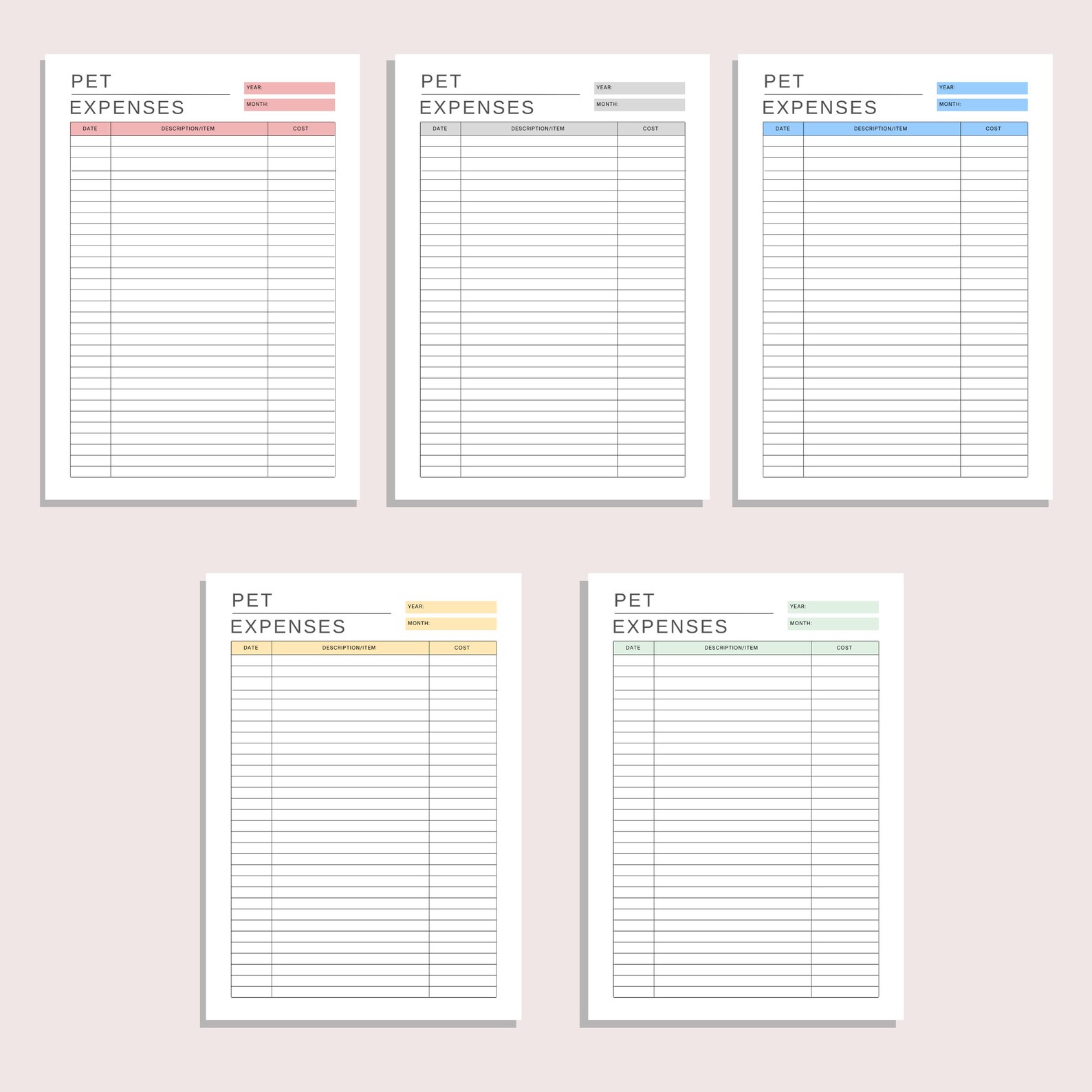Pet Expense Tracker Printable Spending Log Cat Spending Etsy Canada