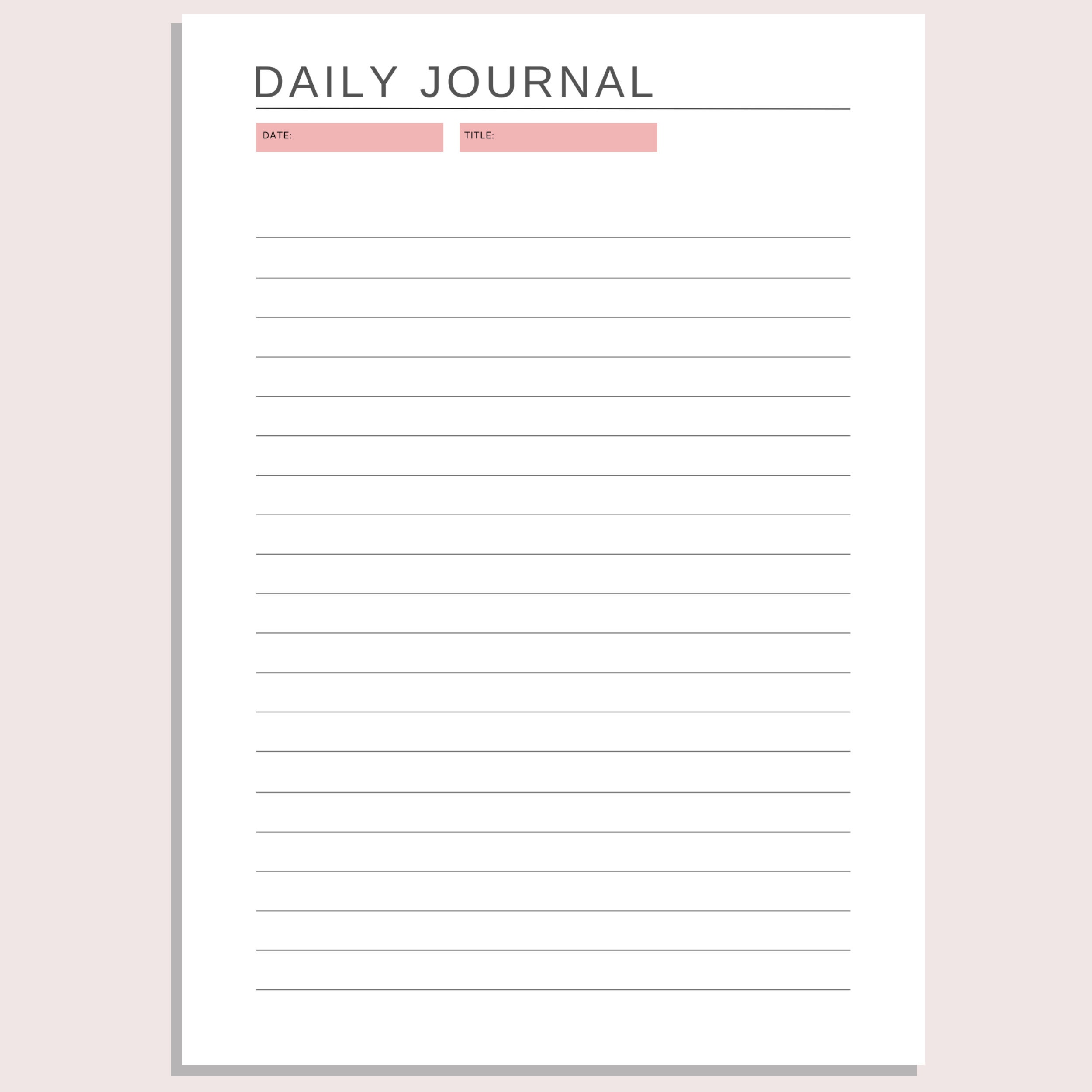 Daily Journal Daily Gratitude Book Self Care Journal Printable Journal