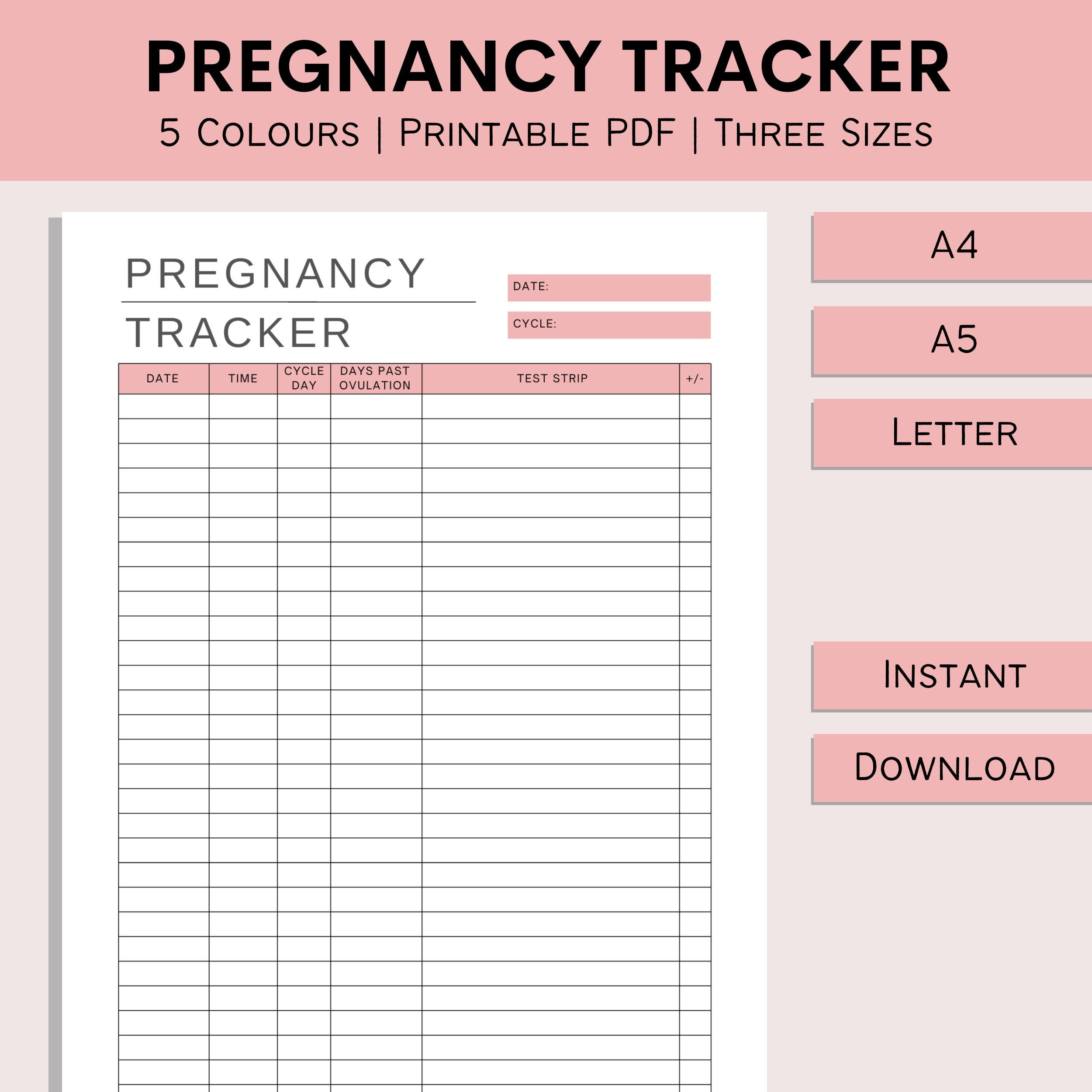 Pregnancy Test Strips Tracker | Printable Fertility Planner | TTC ...