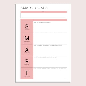 SMART Goals Template Printable Goal Setting Worksheet - Etsy UK