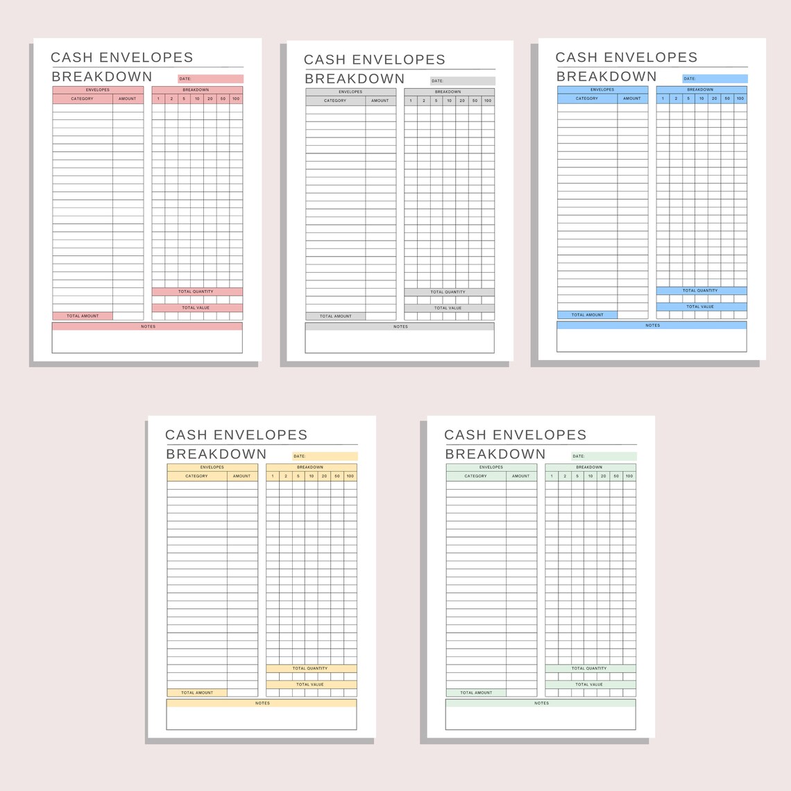 Cash Envelope Breakdown, Printable Budget Tracker, Budget by Paycheck ...
