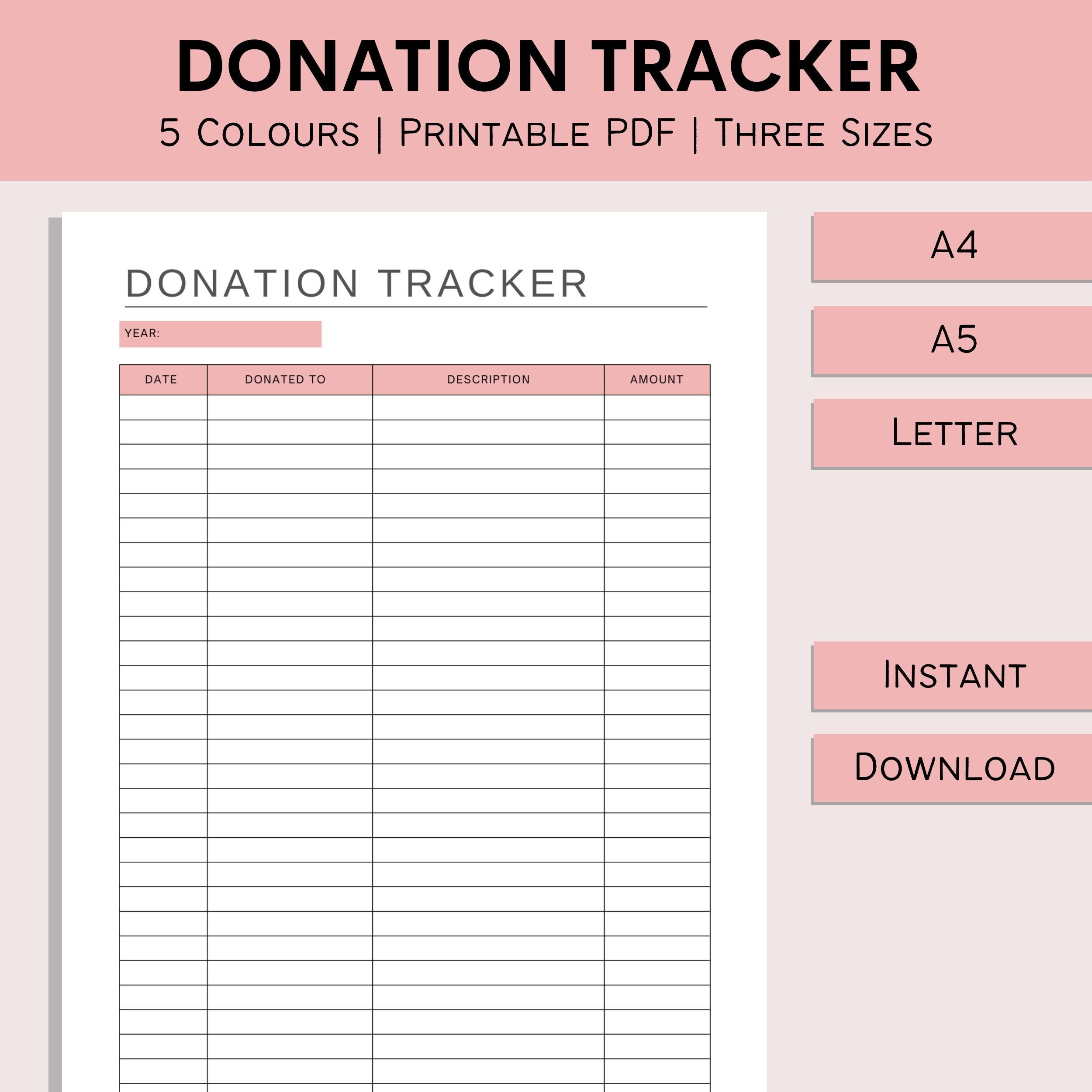 Donation Tracker Printable Tithe Log Charitable Donations Track