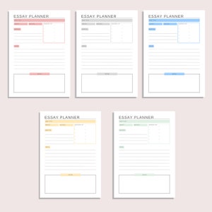 Planificateur d’essais | | de plan collégial imprimable | de préparation à la dissertation universitaire | de planification des examens des étudiants Modèle de travail scolaire | | PDF | A4 | A5 Lettre image 3