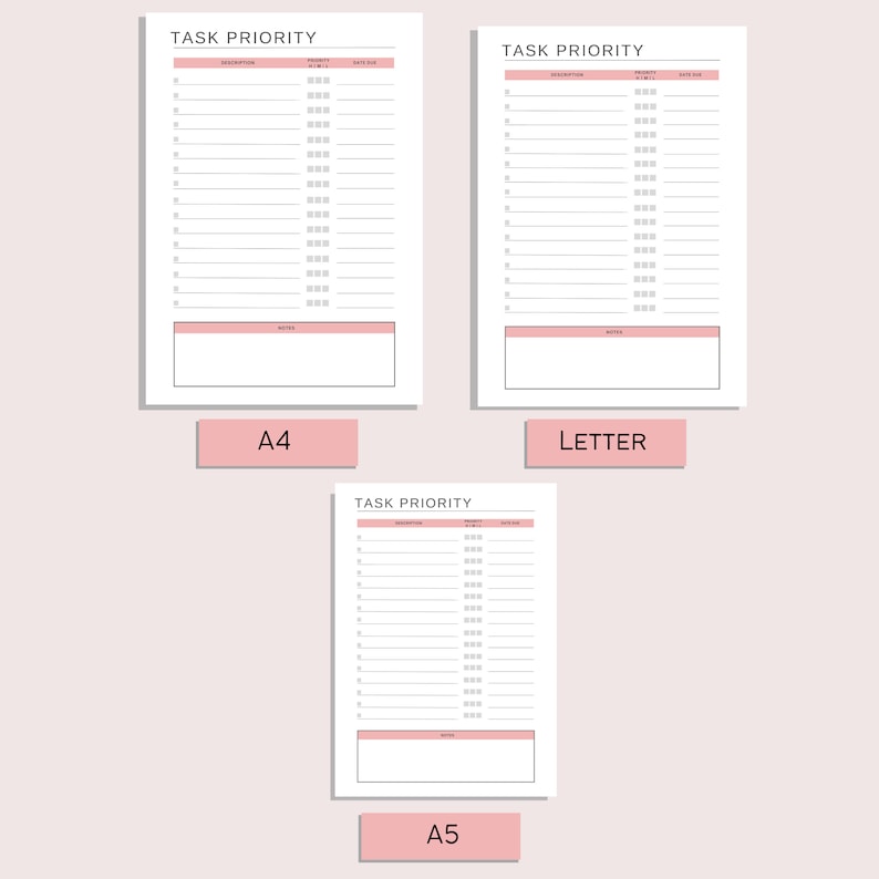 Task Priority Checklist | to Do Printable | Weekly Checklist | Daily ...
