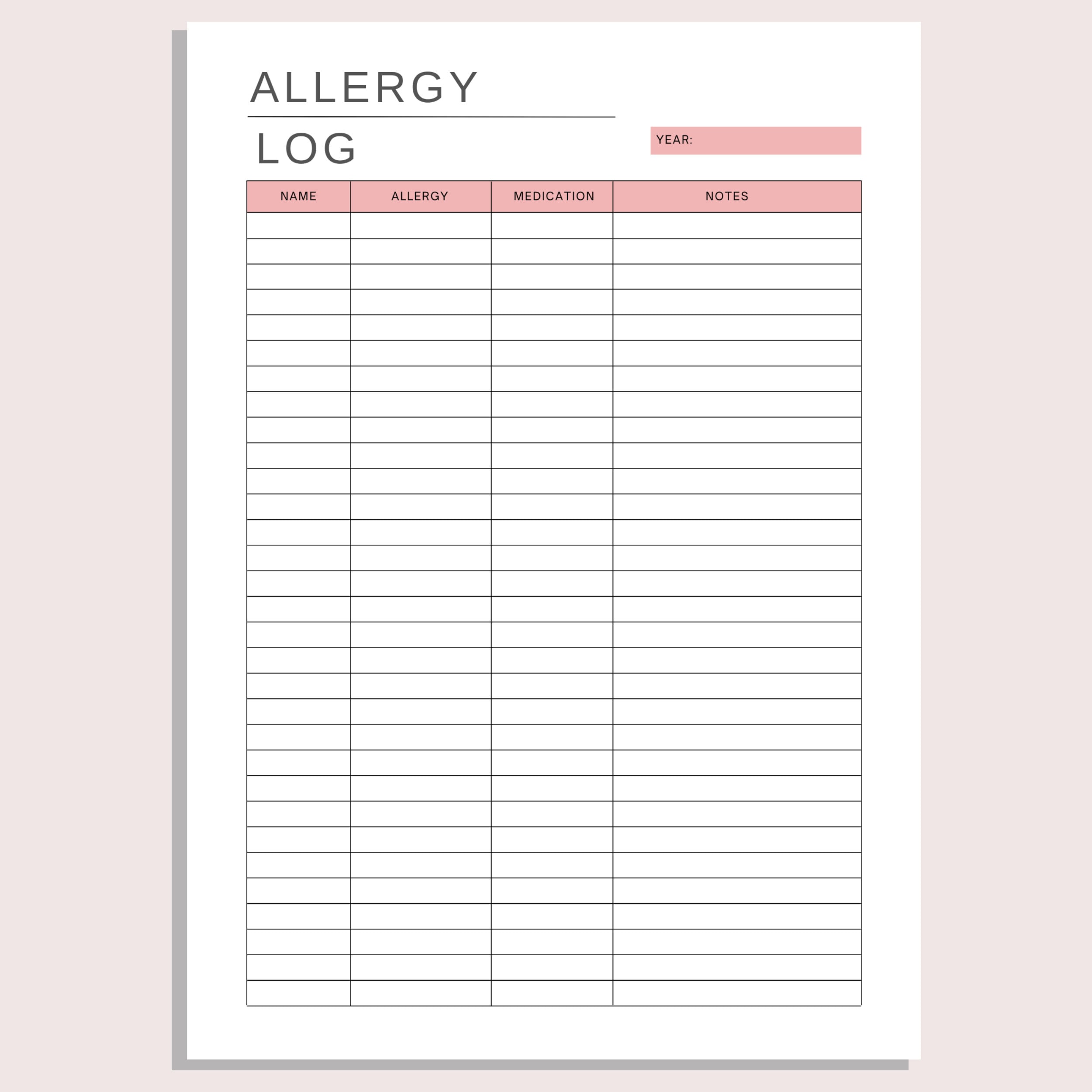 allergy-log-allergy-tracker-sheet-medication-tracker-etsy