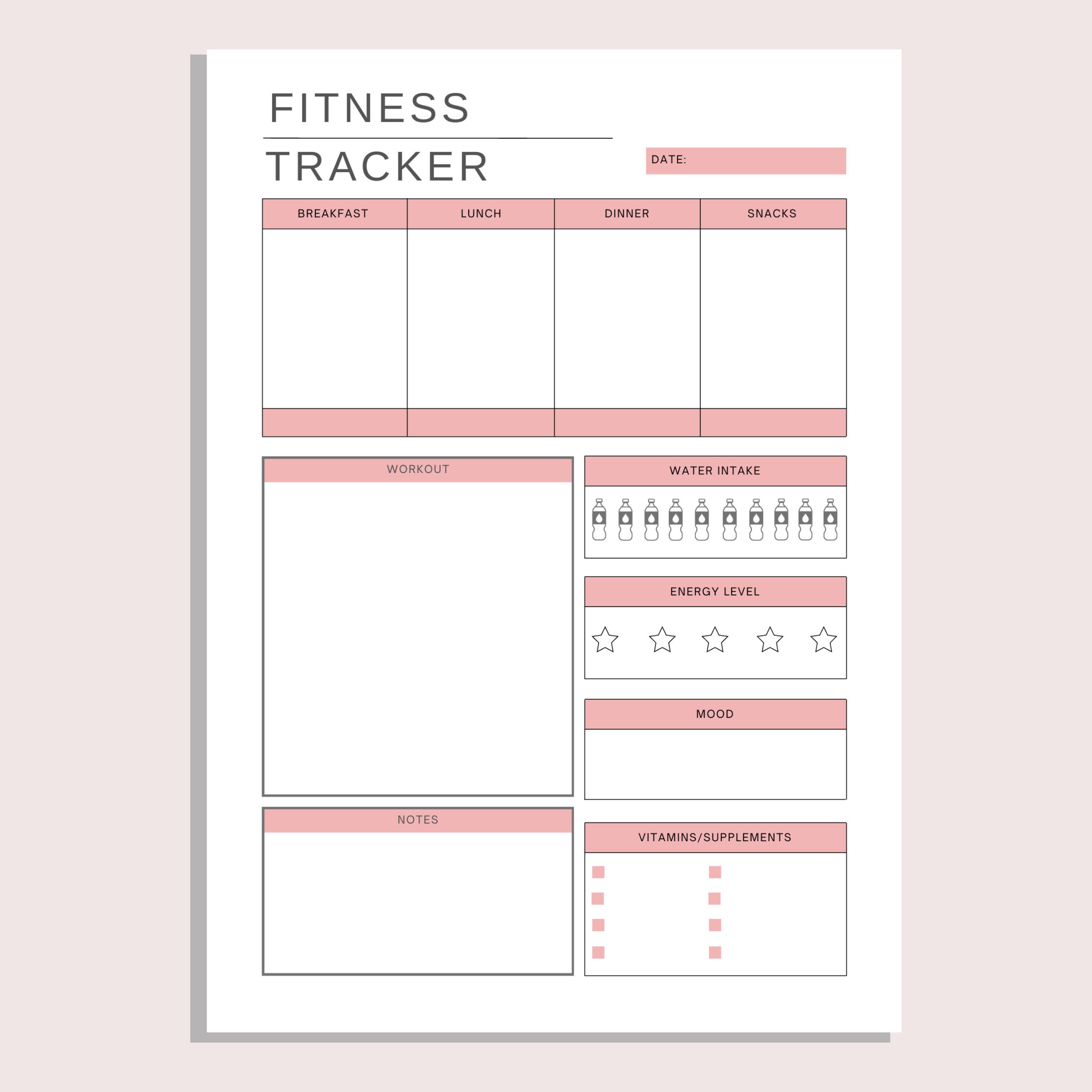 Daily fitness planner and journal.