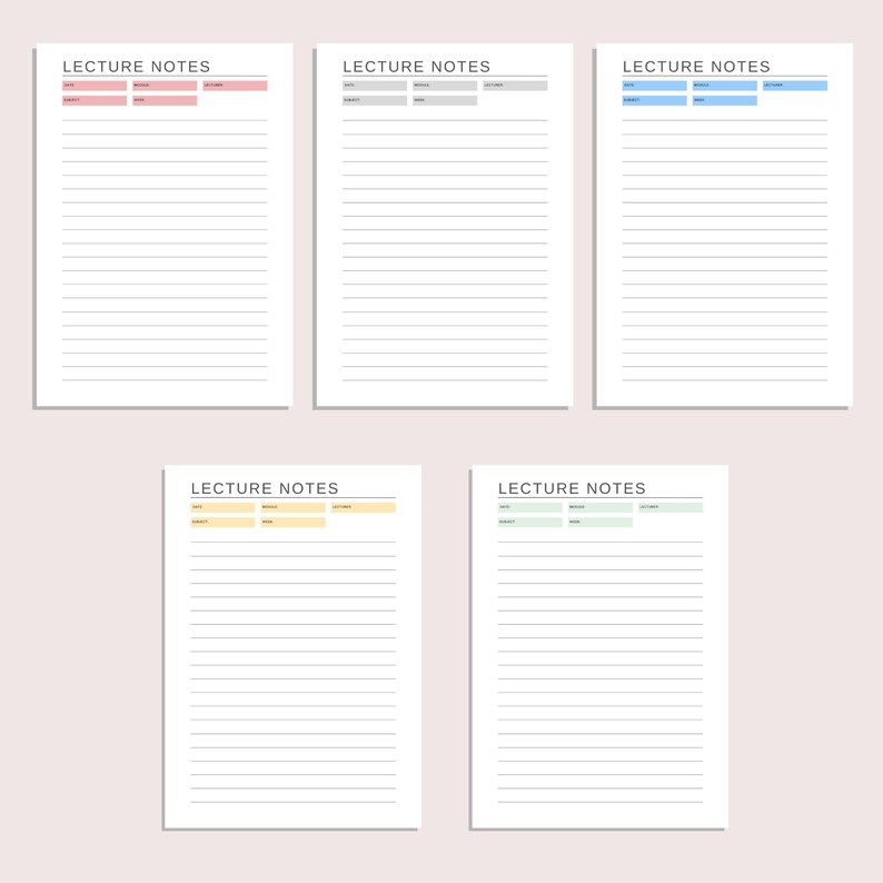 Lecture Notes | Printable Note Paper | Student Note Taking | College ...