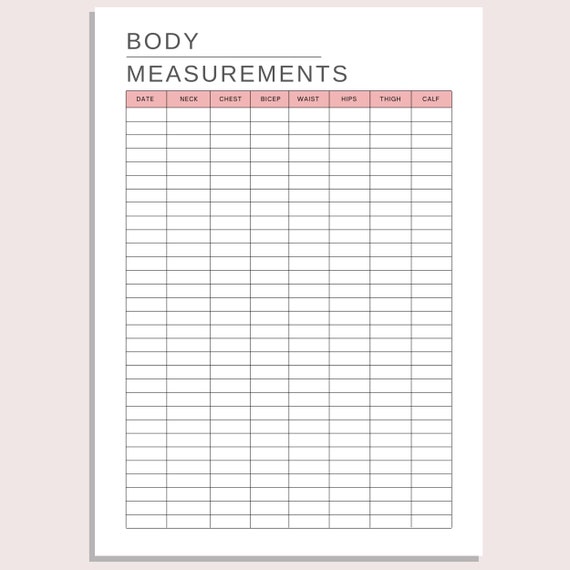 Body Measurements Tracker Log-book ( Page 120, Size 8.5 X 11 Inch ): Body  Measurement Log