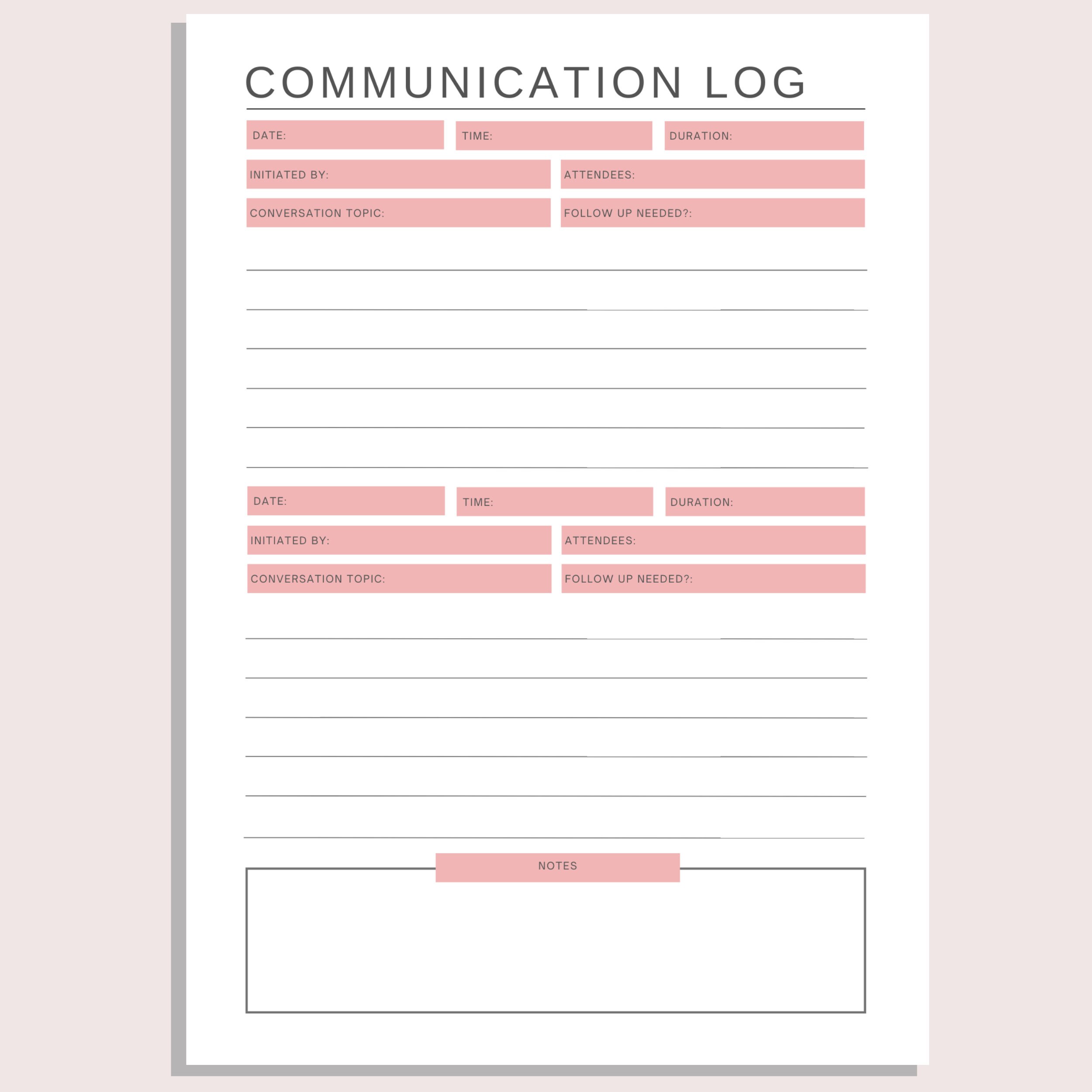 Printable Communication Log