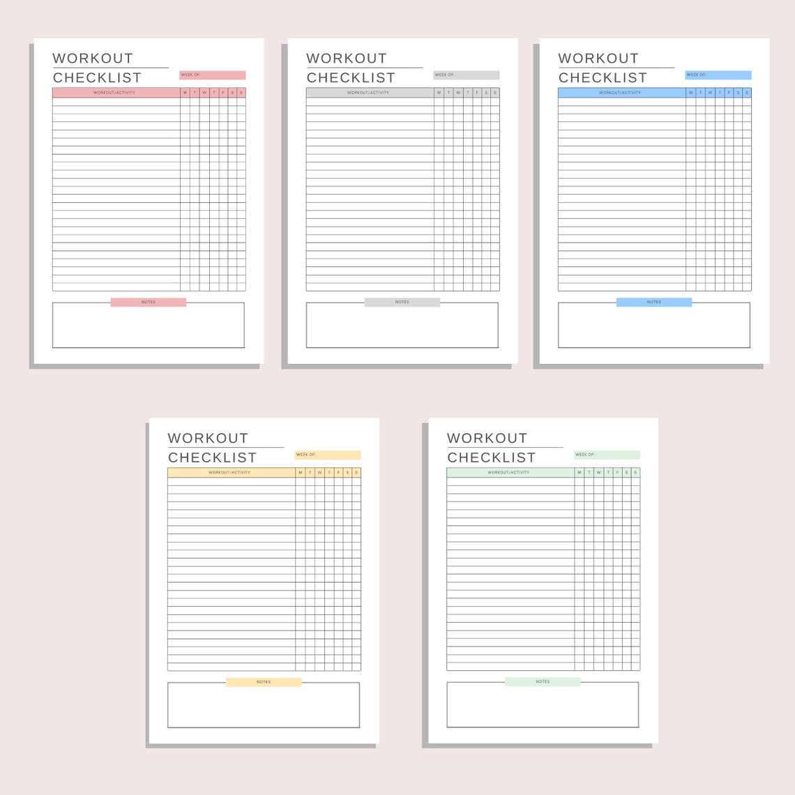 Workout Checklist Printable Workout Tracker Daily Exercise List Workout Checklist Printable Workout Tracker Daily Exercise List