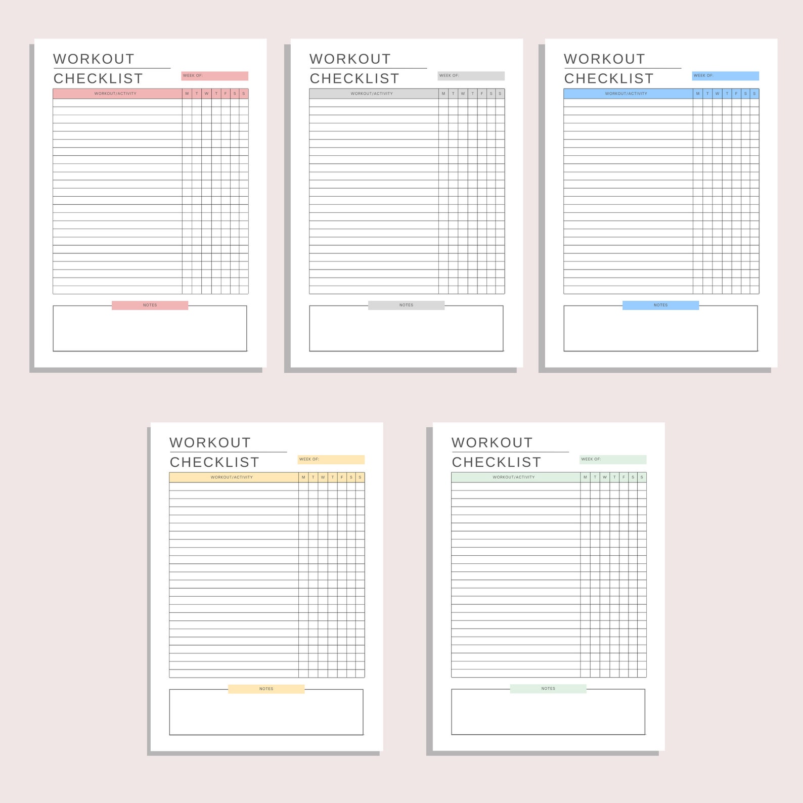 Workout Checklist Printable Workout Tracker Daily Exercise List Workout Checklist Printable Workout Tracker Daily Exercise List