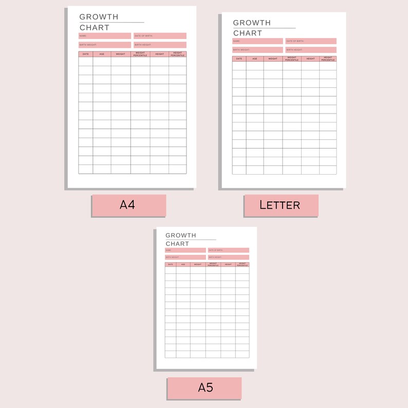 Growth Monitoring Chart.pdf Childs Growth Chart | Printable Height and Weight Tracker | Kids Size ...