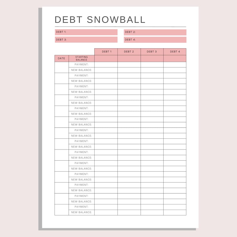 Printable Debt Snowball | Debt Payment Journey | Budget Planner | Debt ...