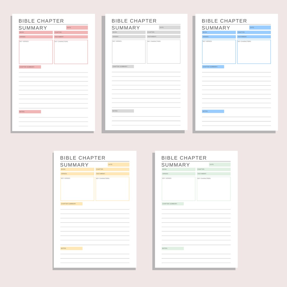 Bible Chapter Summary | Bible Study Journal Sheet | Chapter Pages ...