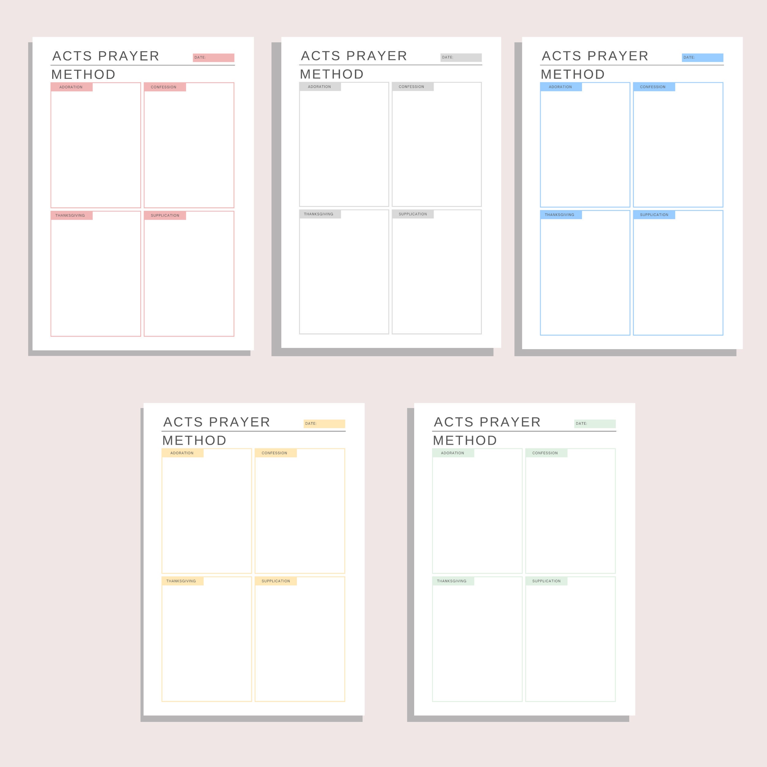 ACTS Prayer Method Printable | Bible Study Sheet | Faith Planner ...