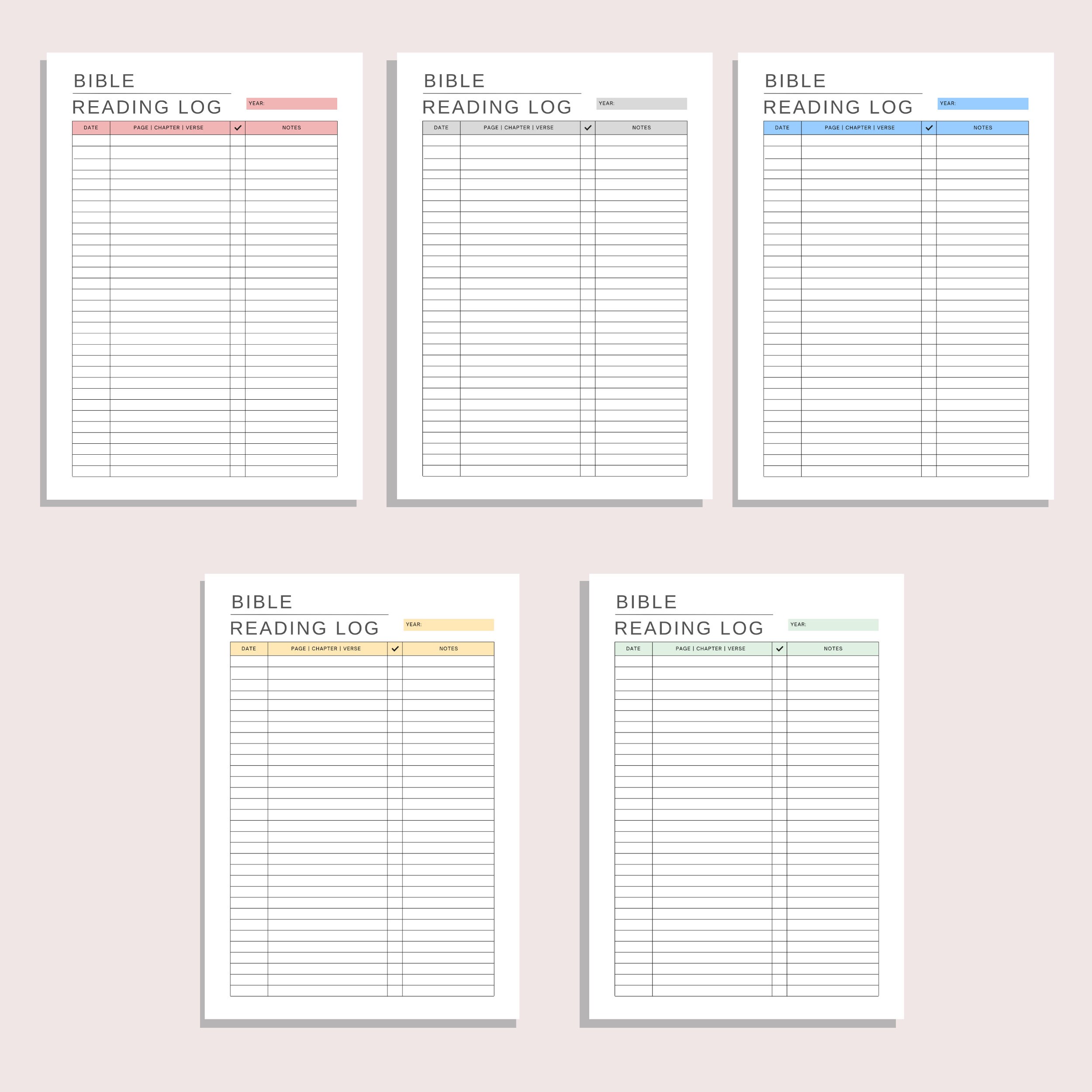 Bible Reading Log | Printable Reading Tracker | Bible Journal ...