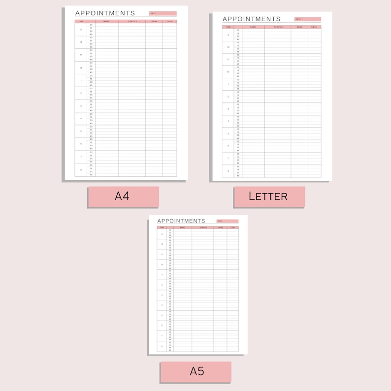 15 Minute Interval Appointment Book Printable Appointment Tracker Daily Schedule Business Resources Printable PDF A4 A5 Letter image 4