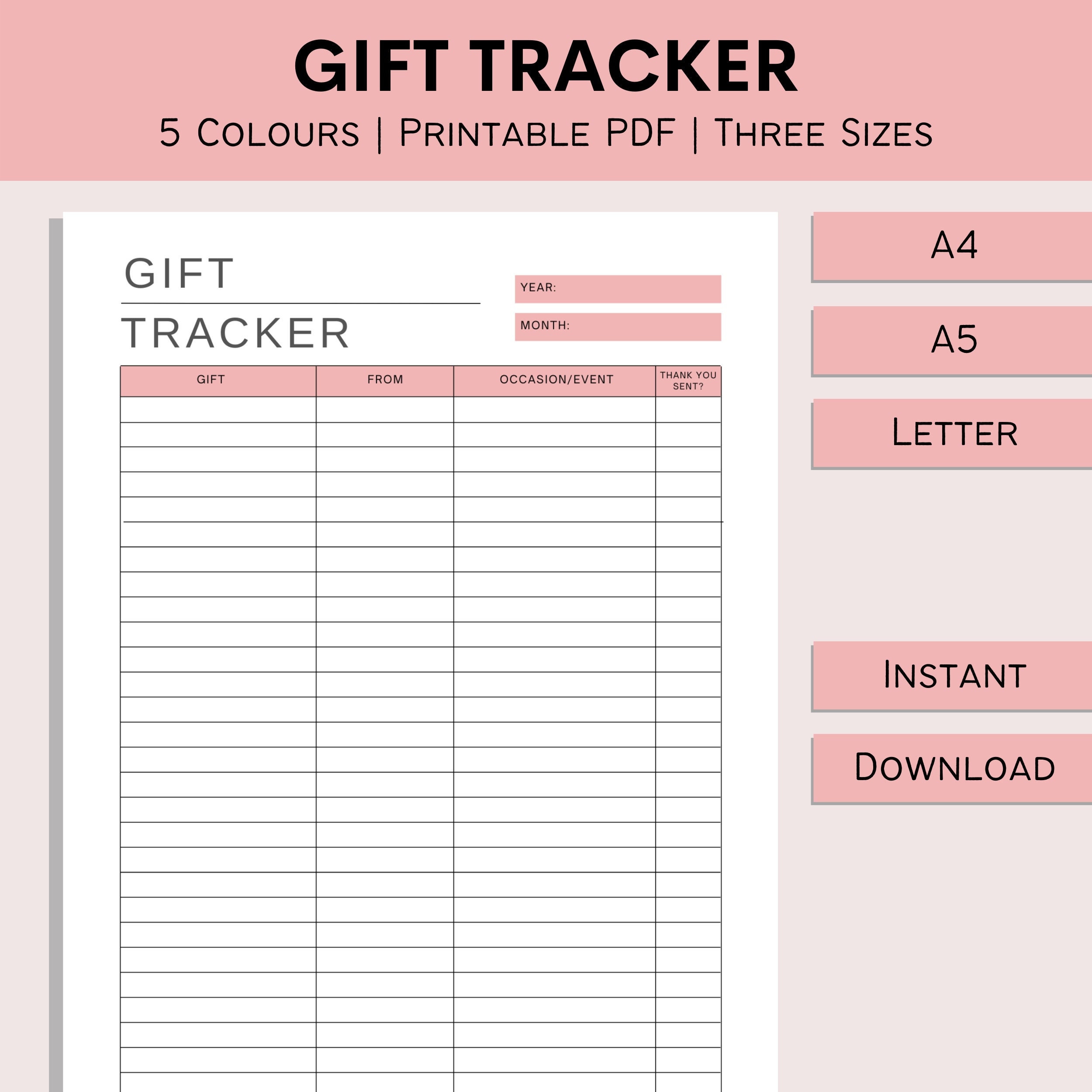 Gift Tracker | Gift Received Printable | Present Log | Thank