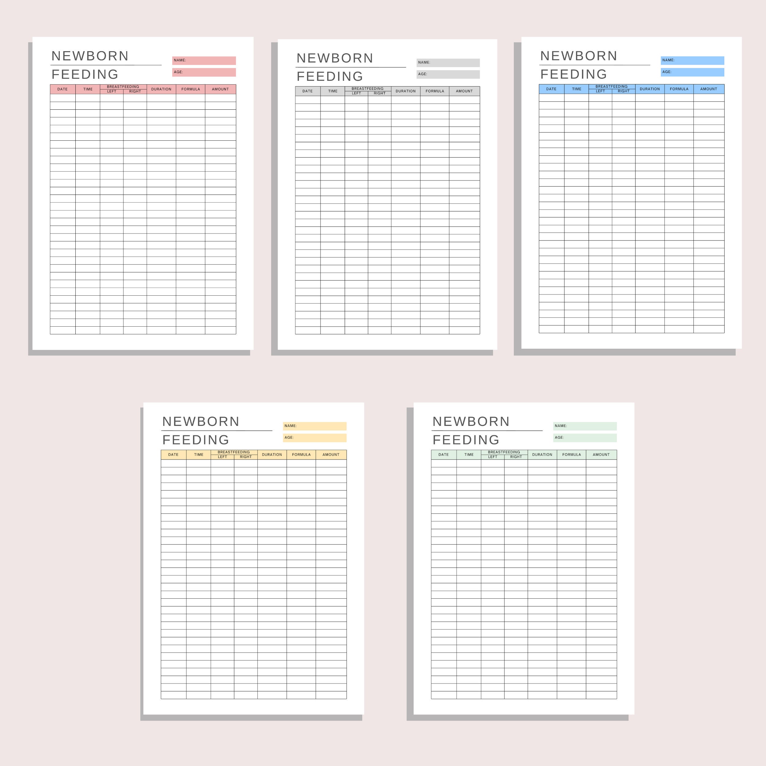 Newborn Feeding Log | Printable Baby Food Tracker | New Mom Planner ...