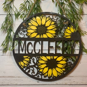 Sunflower Door Hanger, Front Door Hanger, Sunflower Welcome, Personalized Door Hanger, Personalized Sunflower