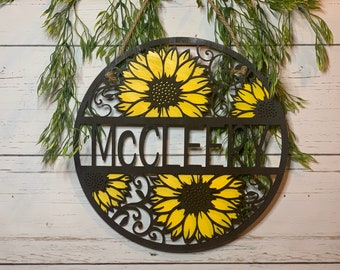 Sunflower Door Hanger, Front Door Hanger, Sunflower Welcome, Personalized Door Hanger, Personalized Sunflower