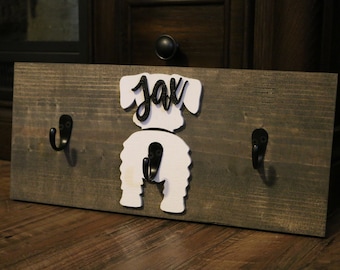 Support personnalisé pour laisse de chien : plaque de crosse de chien en bois