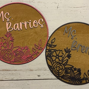 Floral Name Sign, Spring Sign, Custom Name Sign, Floral Door Hanger, Floral Sign, Flowers, Custom Sign