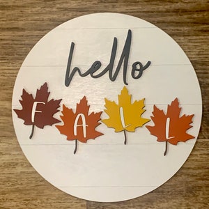 秋のドアハンガー、Hello Fall ドアハンガー、Welcome Fall サイン、秋の装飾、Hello Fall サイン、秋の葉
