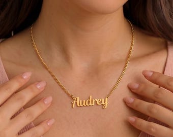 14k Gold Name Necklace, Custom Name Necklace, Custom Nameplate Jewelry, Gold Minimalist Necklace, Mama Necklace, Gifts for Her