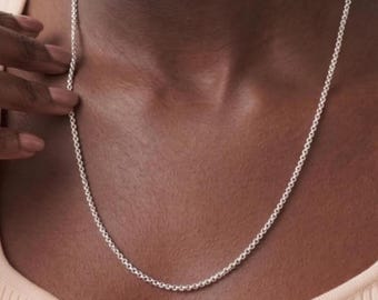 14K Gold Box Chain  Necklace, Silver Box Chain, 14K White Gold Box Chain Necklace, Dainty 2mm Square Link, 14k Gold Chain Necklace