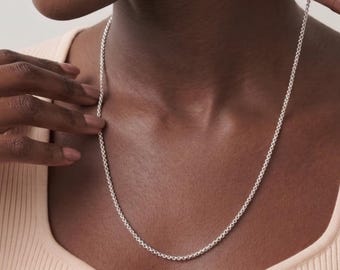 14k Gold Box Chain Necklace, Round Box Chain Necklace, Layered Necklace,  Box Chain, 925 Sterling Silver Box Chain, Dainty  Square Link