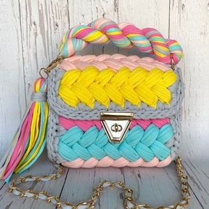 Multi Color Bag/Hand Woven Bag/colorful bag/handmade bag/crochet bag/knitted  Bag/designer Bag/Luxury Bag/Shoulder Bag/Women&#39;s Bag