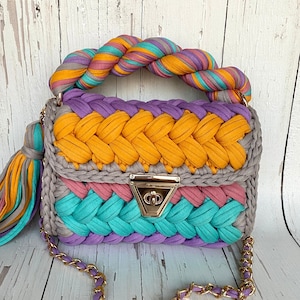 Multi Farbe Tasche/Hand gewebte Tasche/Häkeltasche/Handgefertigte Tasche/Luxus Häkeltasche/Stricktasche/Luxus Tasche/Designer Tasche/Capri Tasche/Umhängetasche