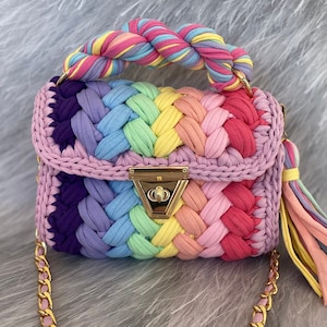 Hand Woven Bag/Handmade Bag/Crochet Bag/Knitted Bag/Hand Knitted Bag/Luxury Bag/Womens Bag/Designer Bag/Pink Bag/Shoulder Bag