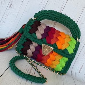 Sac multicolore/Sac tissé à la main/Sac au crochet/Sac de luxe/Sac fait main/Sac en tricot/Sac coloré/Sac de créateur/Sac noir/Sac en bandoulière/Sac pour femme