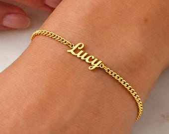 14K Gold Name Bracelet, Custom Name Bracelet, 14K Personalized Name Bracelet, Dainty Custom Name Bracelet, Name Bracelet, Womens Bracelet