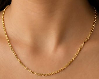 14KGold Chain Necklace, 14KGold Dainty Chain Necklace,, Cable Chain Necklase, Rolo Chain Necklase, Thin Gold Chain Necklase, Gift for Her