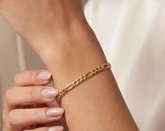 14K Gold Dainty Figaro Chain Bracelet,  Figaro Chain Bracelet, Bracelet for Women, Gold Chain Bracelet, Dainty Gold Chain Bracelet