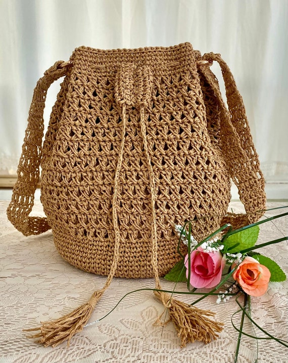 Paper Rope Bag/handmade Bag/straw Bag/straw Purse/hand Woven Bag