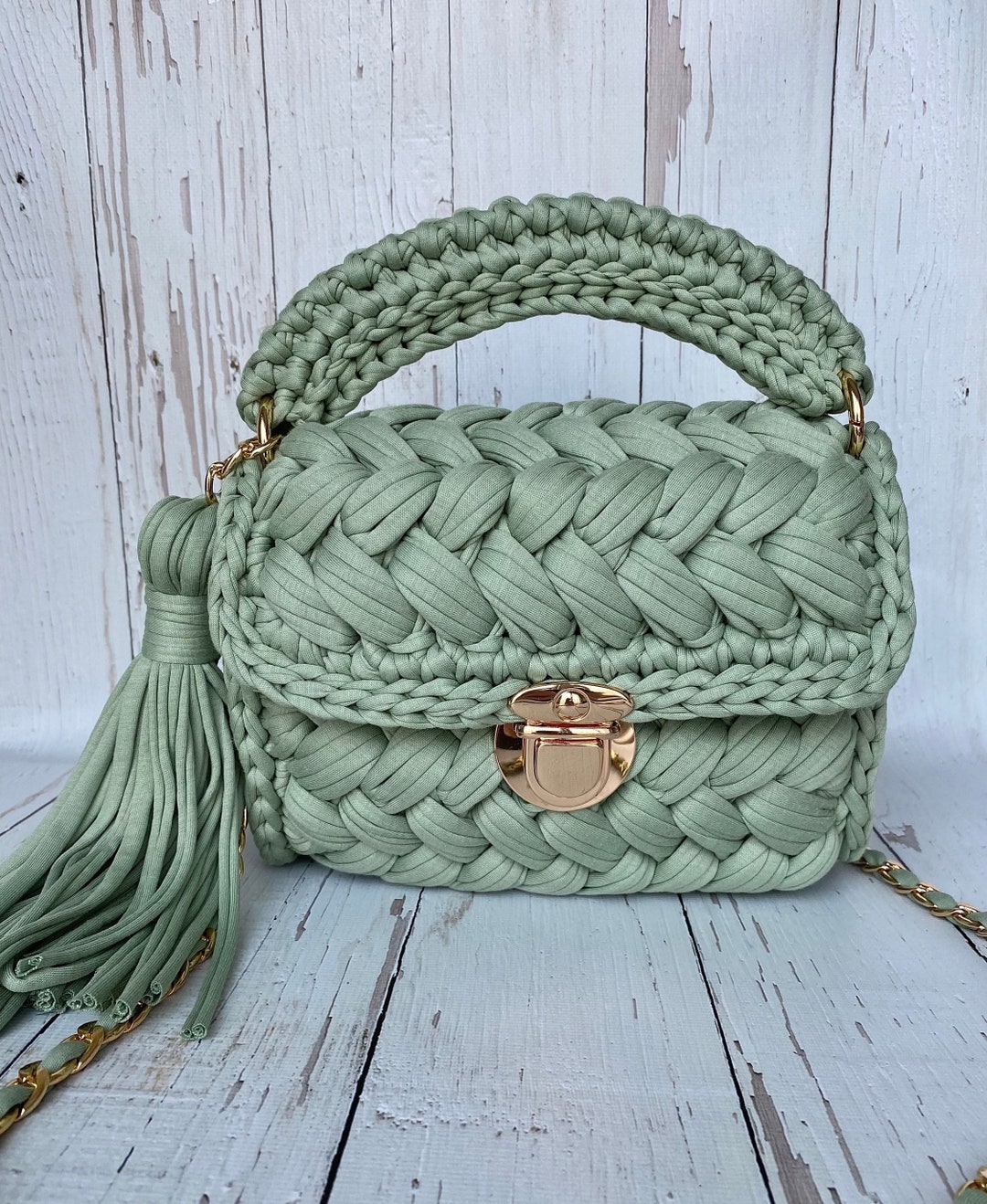 ZB05 【最高級 手編みバッグ】職人 手編みバッグ 23*10*全高35cm 茶芸＆茶道具 収納バッグ 竹編みバッグ　 編み物キット #10-2 パフコーン編みモチーフのバッグ（大） バッグ