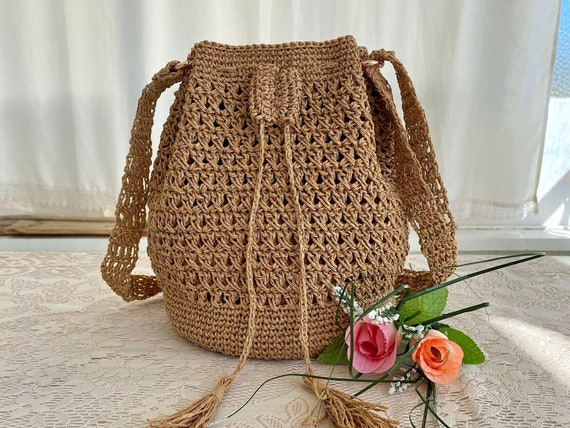 Bolso de paja bolso de paja Bolso de cuerda de papel Bolso hecho a mano Bolso tejido a mano Bolso de ganchillo Bolso de punto Bolso de disenador Bolso de lujo Bolso de hombro Bolso de lujo Etsy Espana