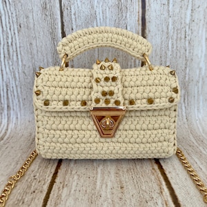 Handmade Bag/Hand Woven Bag/Crochet Bag/Knitted Bag/Cream Bag/Designer Bag/Luxury Bag/Shoulder Bag/Luxury Bag/Women's Bag