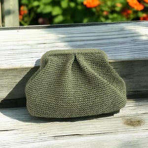 Crochet Raffia Pouch Clutch Bag,Summer Pouch Bag,Raffia Cloud bag,Wicker Beach Clutch,Woven Dumpling Bag