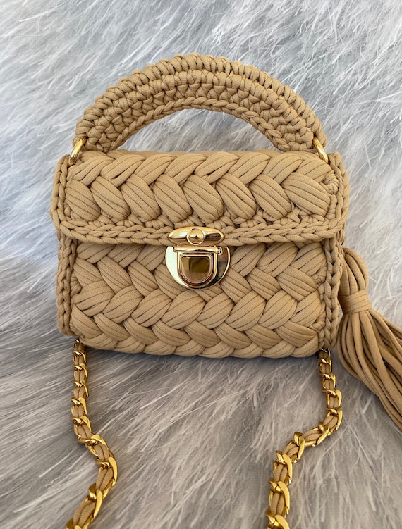 Crochet Bag Capri Luxury Bag Knit Shoulder Bag Handmade 