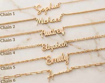 14k Gold Name Necklace, Custom Nameplate Jewelry, Custom Name Necklace, Mama Necklace, Personalized Gifts for Her, Mothers Day Gifts for Mom