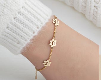Personalized Dog Paw Bracelet Sterling Silver Paw Print Bracelet Name Bracelet Custom Gold Tiny Paw Bracelet Paw Pet Bracelet Dog Lover Gift