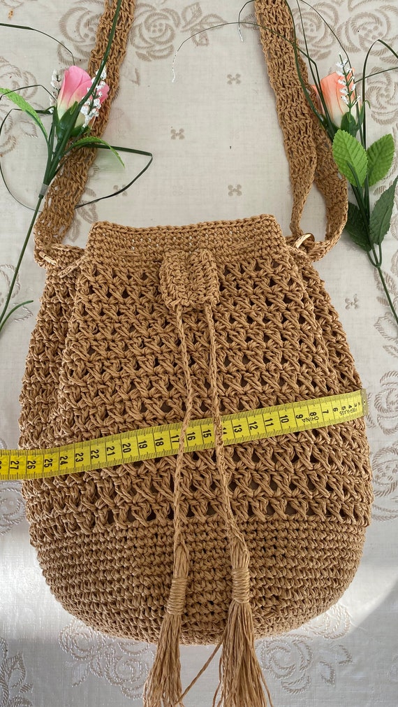 Knitted Paper Yarn Bag Summer Shoulder Bag Handmade Knitted Lined